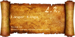Langer Kinga névjegykártya